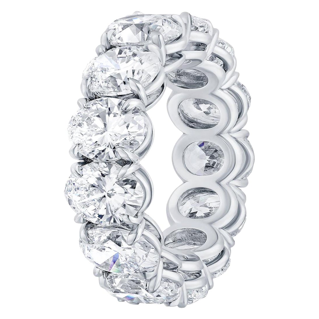 GIA Certified 9.10 Carat Oval Diamond Eternity Band Ring in Platinum