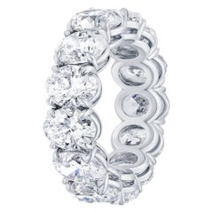 GIA Certified 9.10 Carat Oval Diamond Eternity Band Ring in Platinum