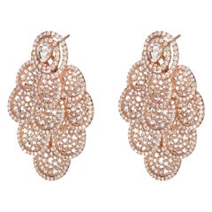 7.79 Ct. T.W. Diamond Floral Stud Earring in 18k Rose Gold