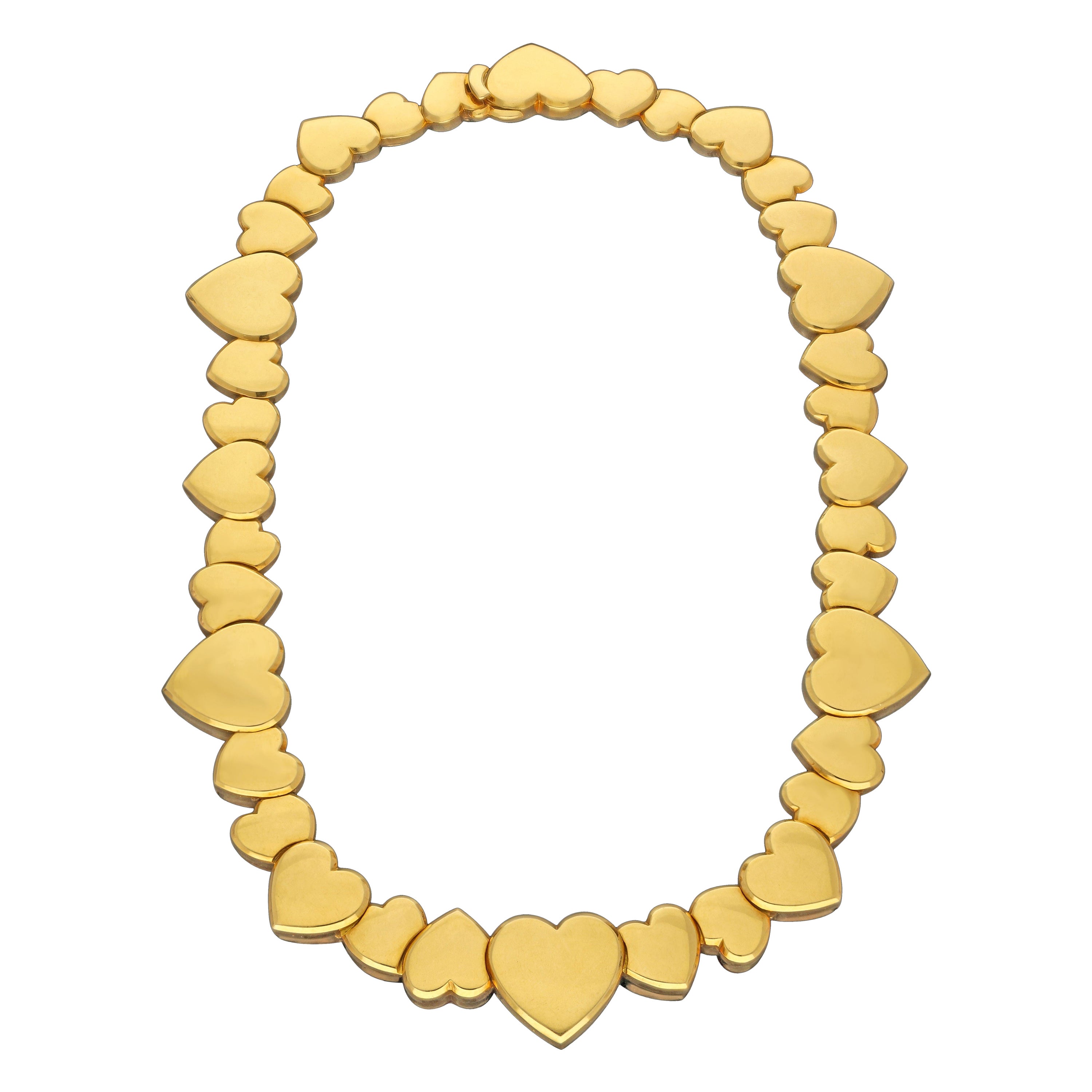 Fred Paris 18ct Gold Necklace of Chunky Overlapping Heart Motifs, French C.1980s