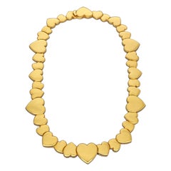 Vintage Fred Paris 18ct Gold Necklace of Chunky Overlapping Heart Motifs, French C.1980s