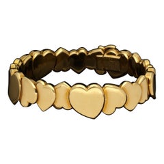 Vintage Fred 18ct Gold Bracelet of Chunky Overlapping Heart Motifs, French, Circa 1980s