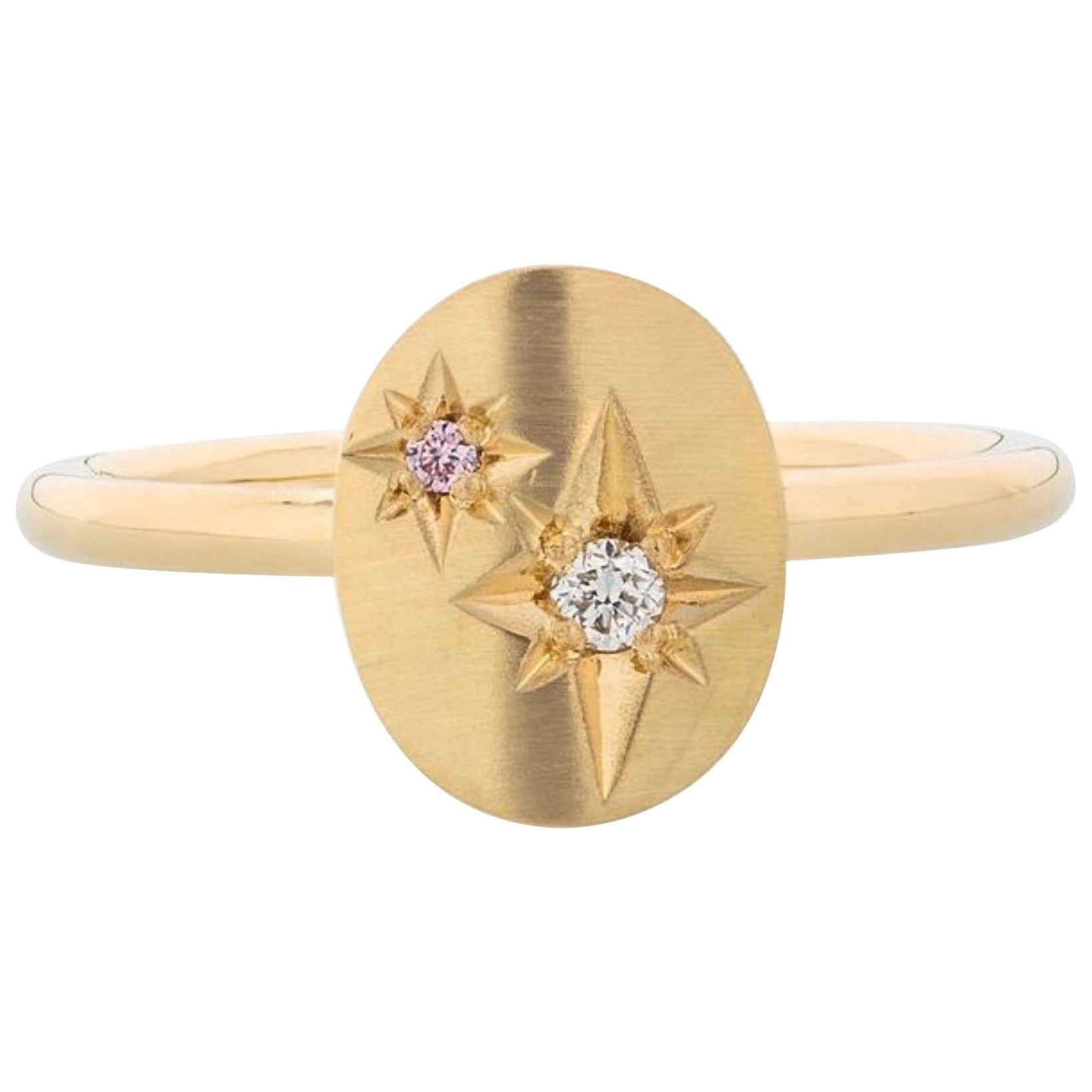 18ct Yellow Gold Australian Argyle Pink Diamond Star Shine Ring For Sale