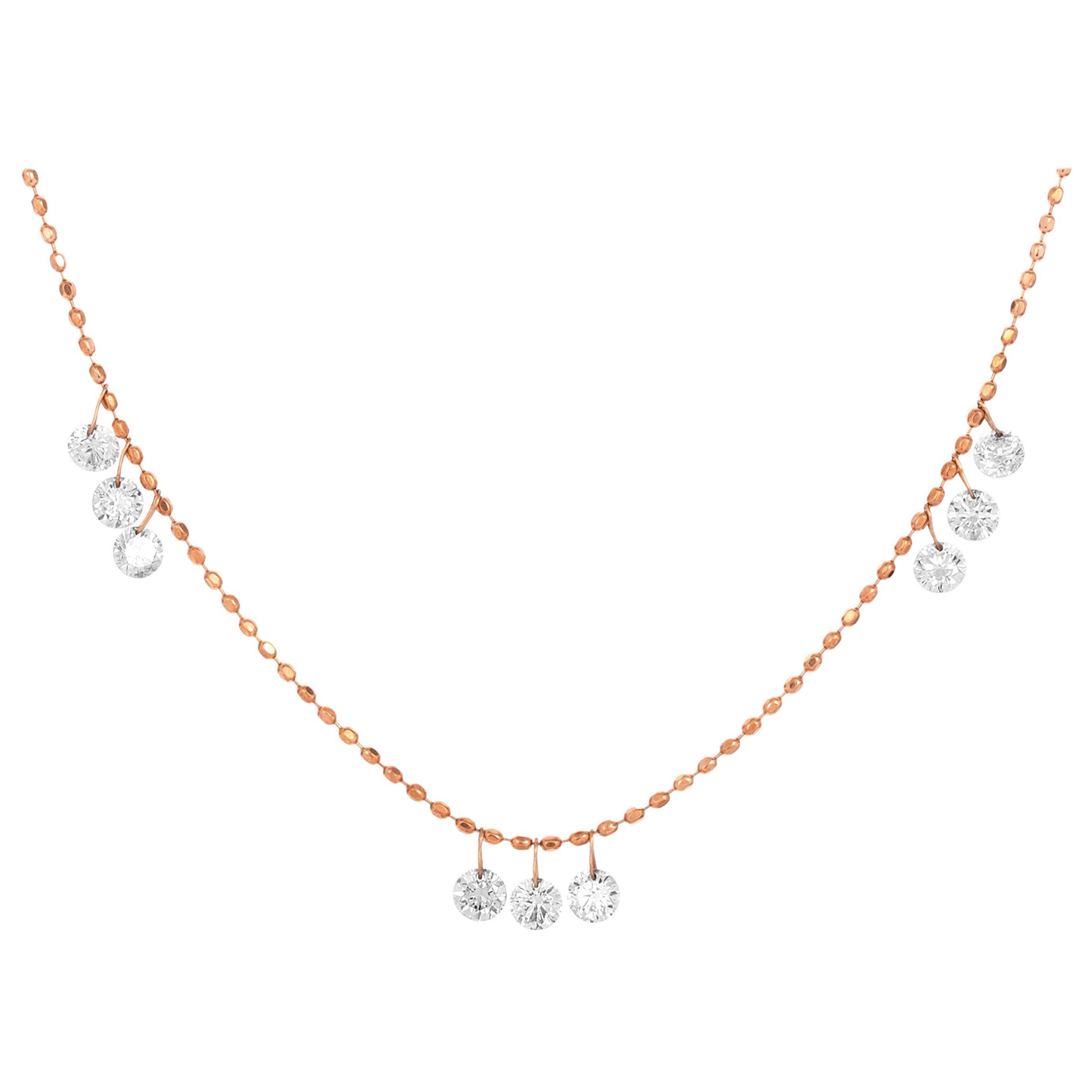 Luxle 0.5 Cts Drill Diamond Frontal Necklace in 18k Rose Gold For Sale at  1stDibs