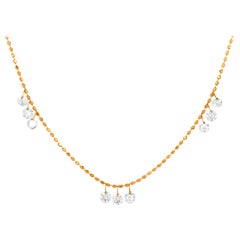Luxle Collana regolabile con diamanti naturali fluttuanti da 1/2 carato in oro giallo 18 carati