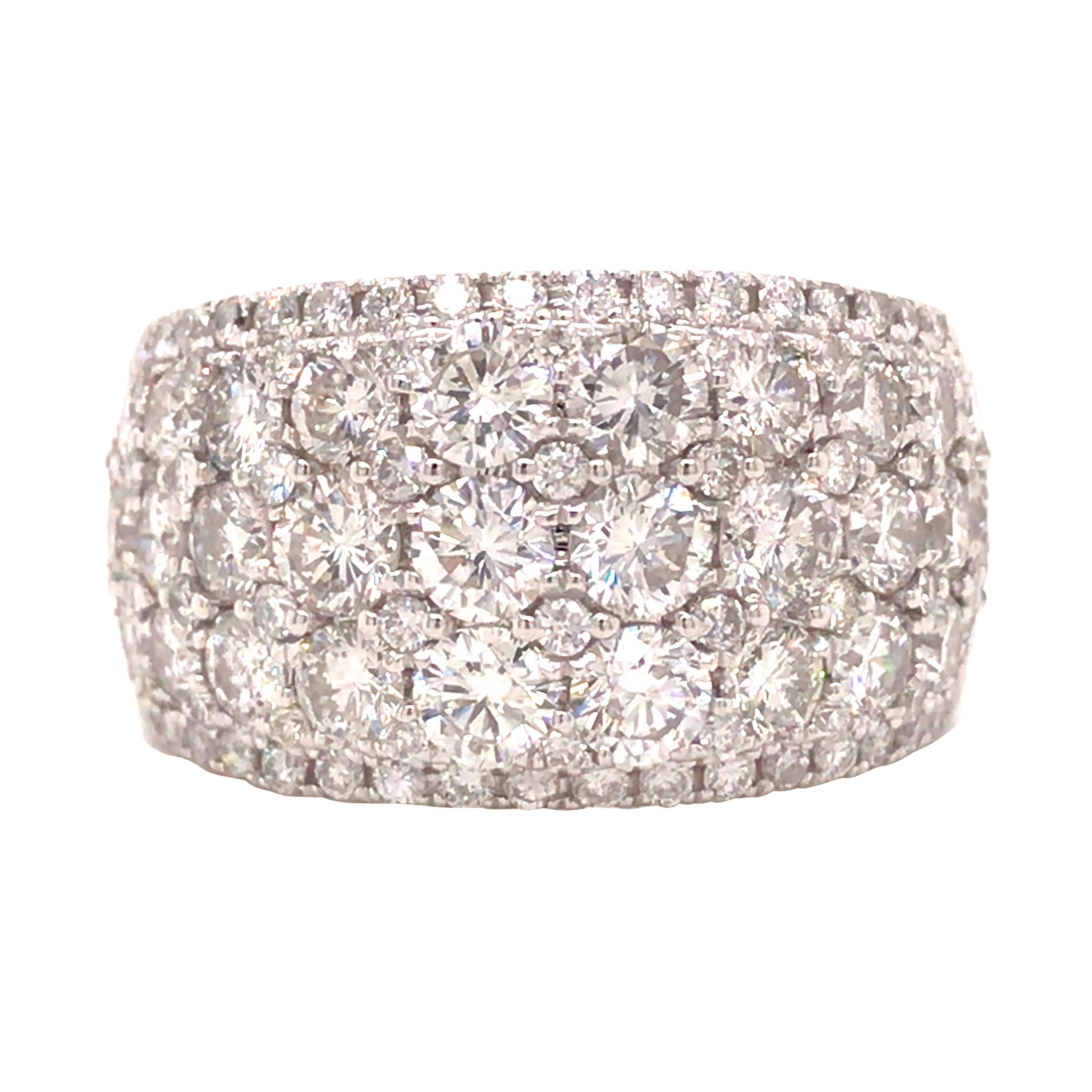 18K Wide Diamond Band White Gold