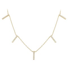 0.21 Carat Total Weight Diamond Line Necklace, 14 Karat Yellow Gold