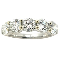3.00 Carats Total 5 Round Diamond Semi-Eternity Band Ring in Platinum and Gold