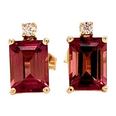 Natural Tourmaline Diamond Earrings 14k Gold 2.13 TCW Certified