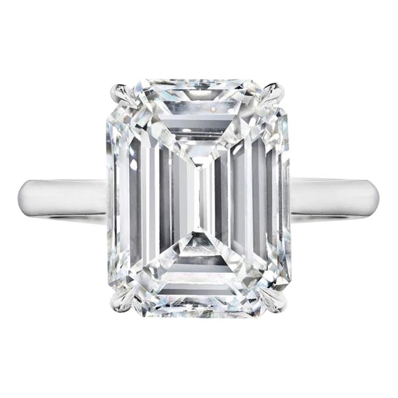 GIA Certified 5.73 Carat Emerald Cut Diamond Engagement Ring For Sale