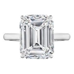 GIA Certified 5.73 Carat Emerald Cut Diamond Engagement Ring