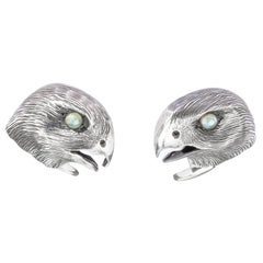 Tichu Cats Eye Falcon Face Manschettenknopf aus Sterling Silber