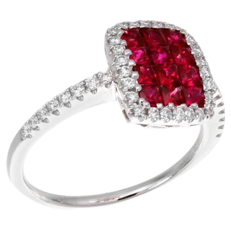 14 Karat White Gold with Ruby and Diamonds Ring