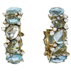 Pomellato Lulu Blue Topaz Diamond Gold Hoop Earrings 8