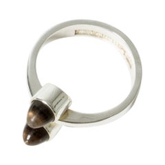 Silver and Smoke Quartz Ring by Elis Kauppi, Finland, 1958