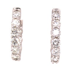 18K Diamond In/Out Hoop Earrings White Gold