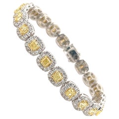 Fancy Yellow Diamond Bracelet 18k White Gold 11.04 Carat
