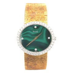 Piaget Malachite & Diamond 18k Yellow Gold Ladies Watch 9806A6