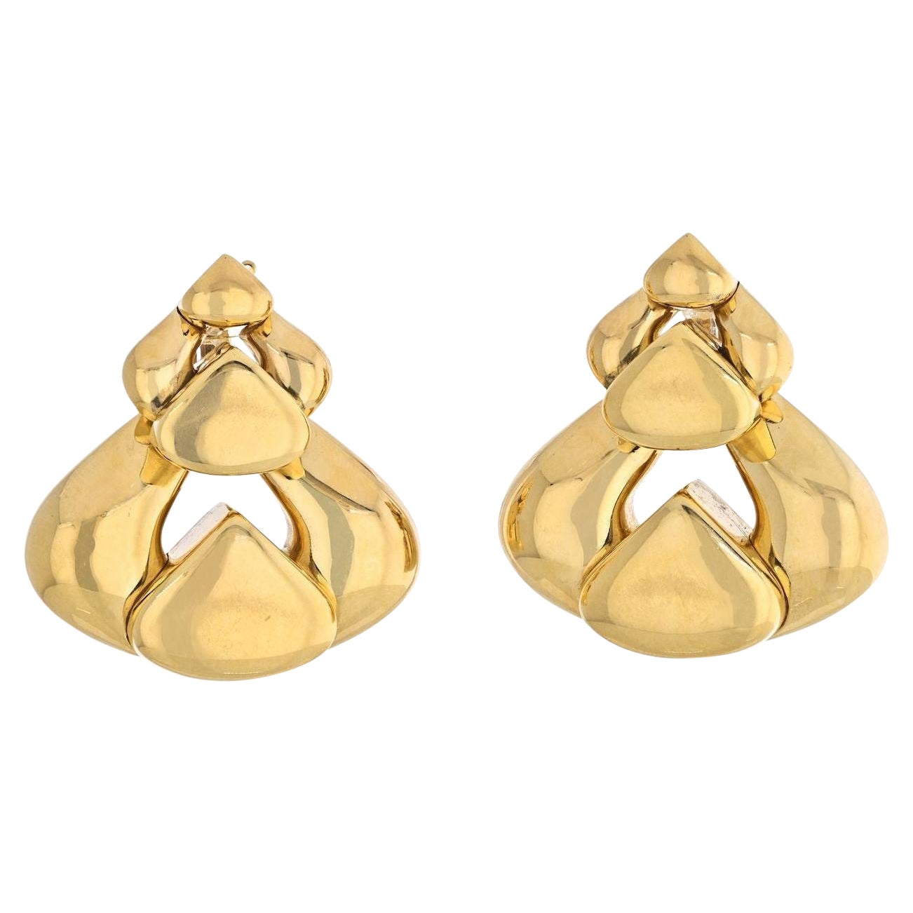 Marina B. Boucles d'oreilles en or jaune 18 carats, finition brossée