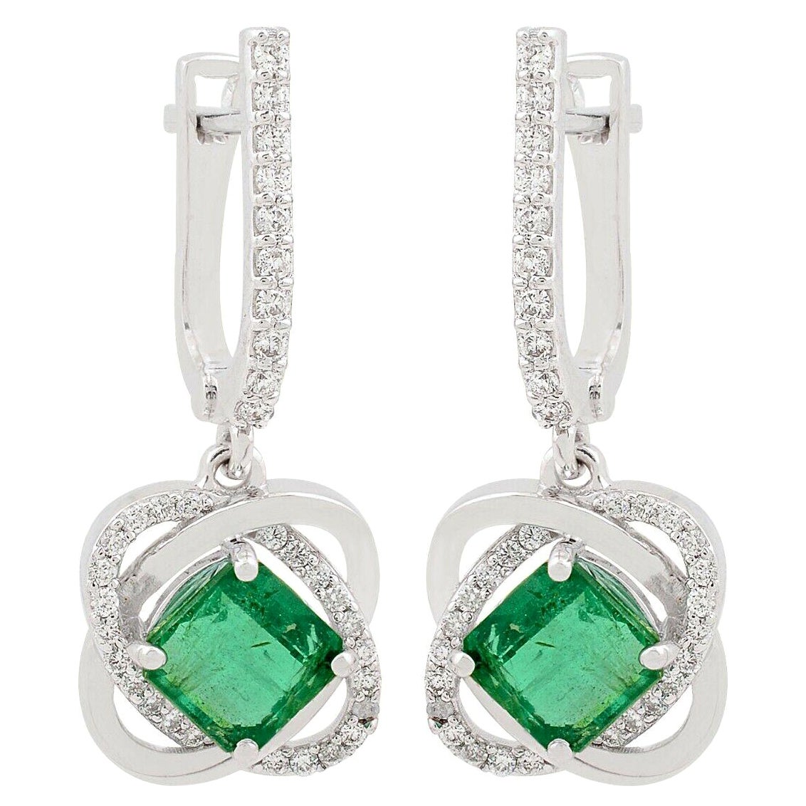 Emerald 14 Karat Gold Huggie Earrings For Sale