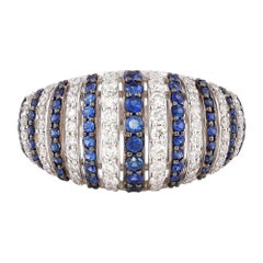 Blue Sapphire & Diamond Ring in 18 Karat White Gold