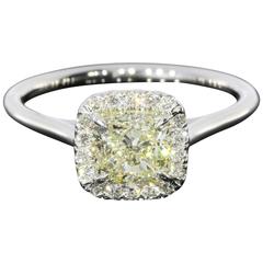 White Gold Square Cushion Diamond Halo Engagement Ring