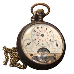 Rare Antique Swiss Silver Hebdomas 8 Days Calendar Grand-P Pocket Watch C.1900's