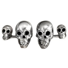 Sterling Silver 925 Skull Double Cufflinks