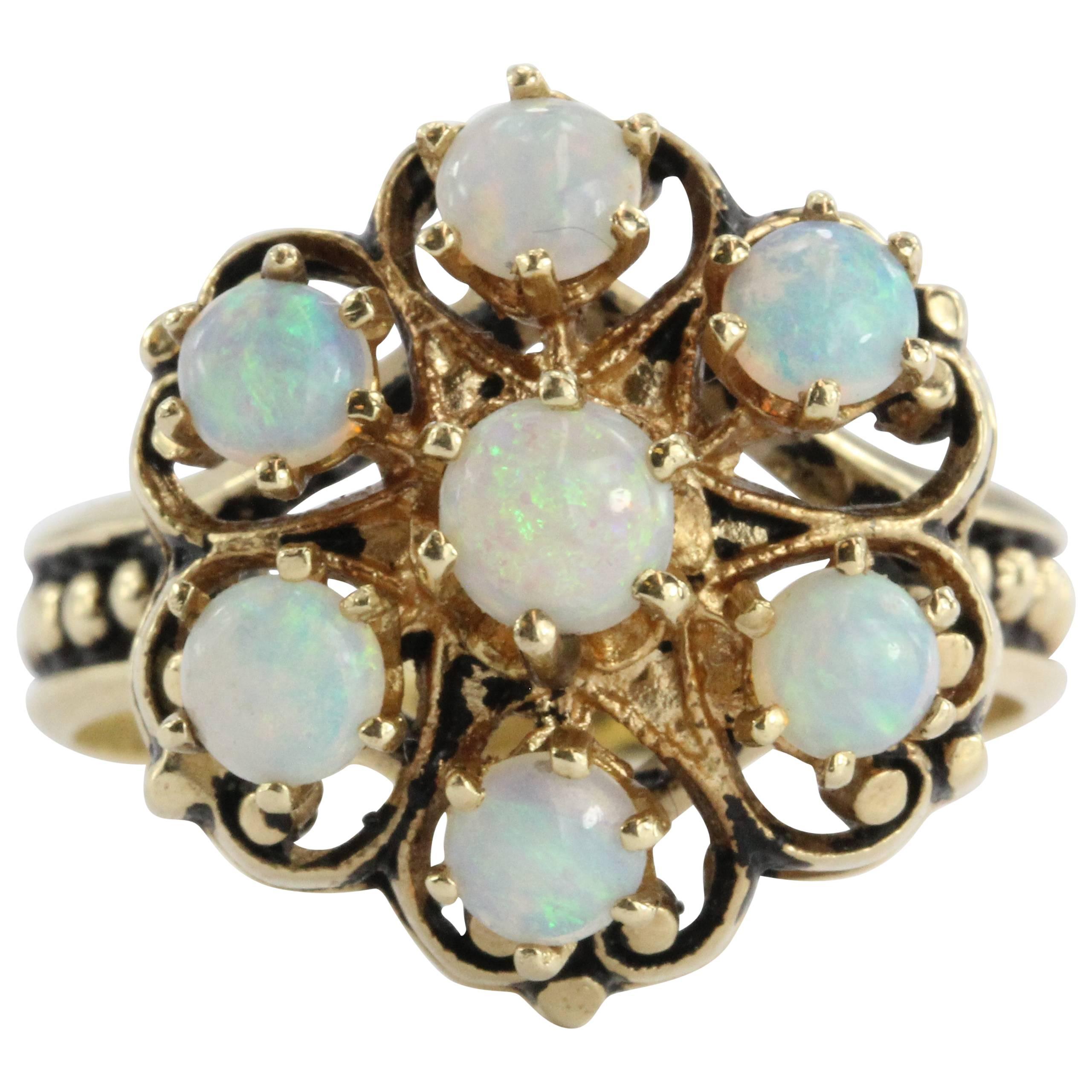 Antique Victorian Fiery Opal Gold Ring 