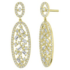 Luxle 1.01 CT. T.W Diamond Oval Drop Earrings in 18k Yellow Gold