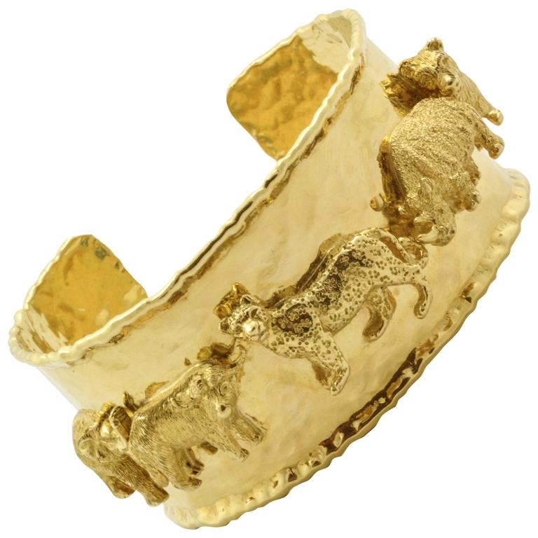 Gold Big Five African Safari Bracelet For Sale at 1stdibs