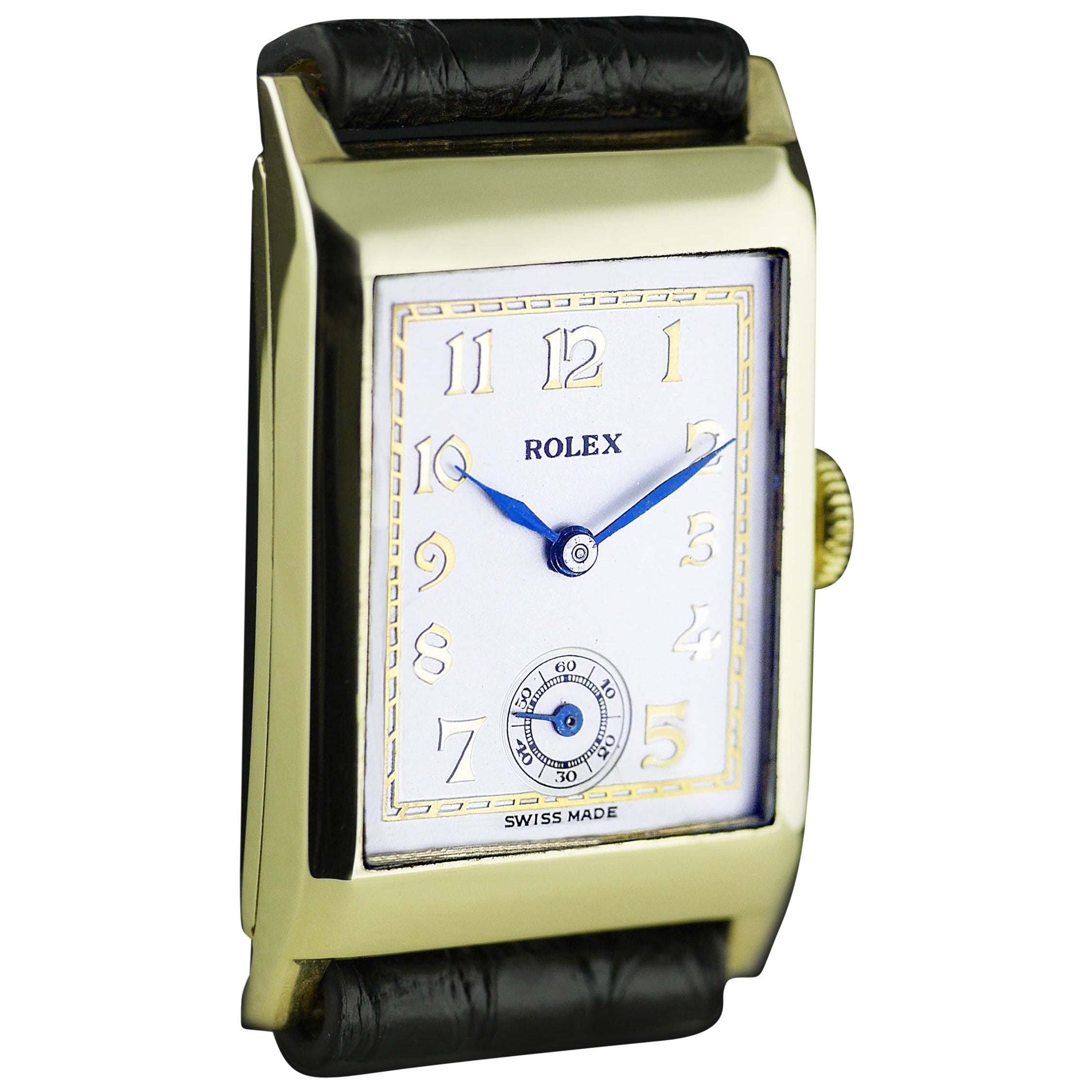 Une montre-bracelet Art of Vintage de Rolex datée de 1938.

Boîtier en or jaune 9ct marqué Rolex et 