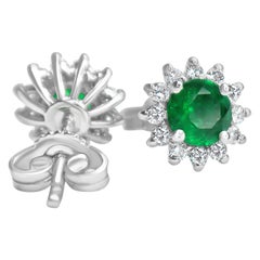 Sandawana Emerald and Diamond Halo Stud Earrings