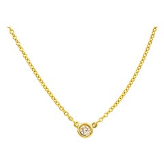 Tiffany & Co. 18K Yellow Gold .08ct Peretti Bezel Pendant Necklace