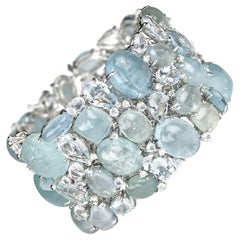 Aquamarine Multi-Stone Bracelet With Diamond In White Gold