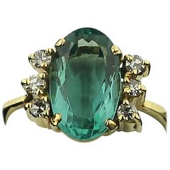 Brilliant Blue Tourmaline Diamond Gold Ring