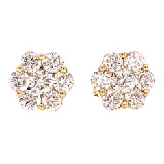 Diamond Stud Flower Earrings One Cttw.