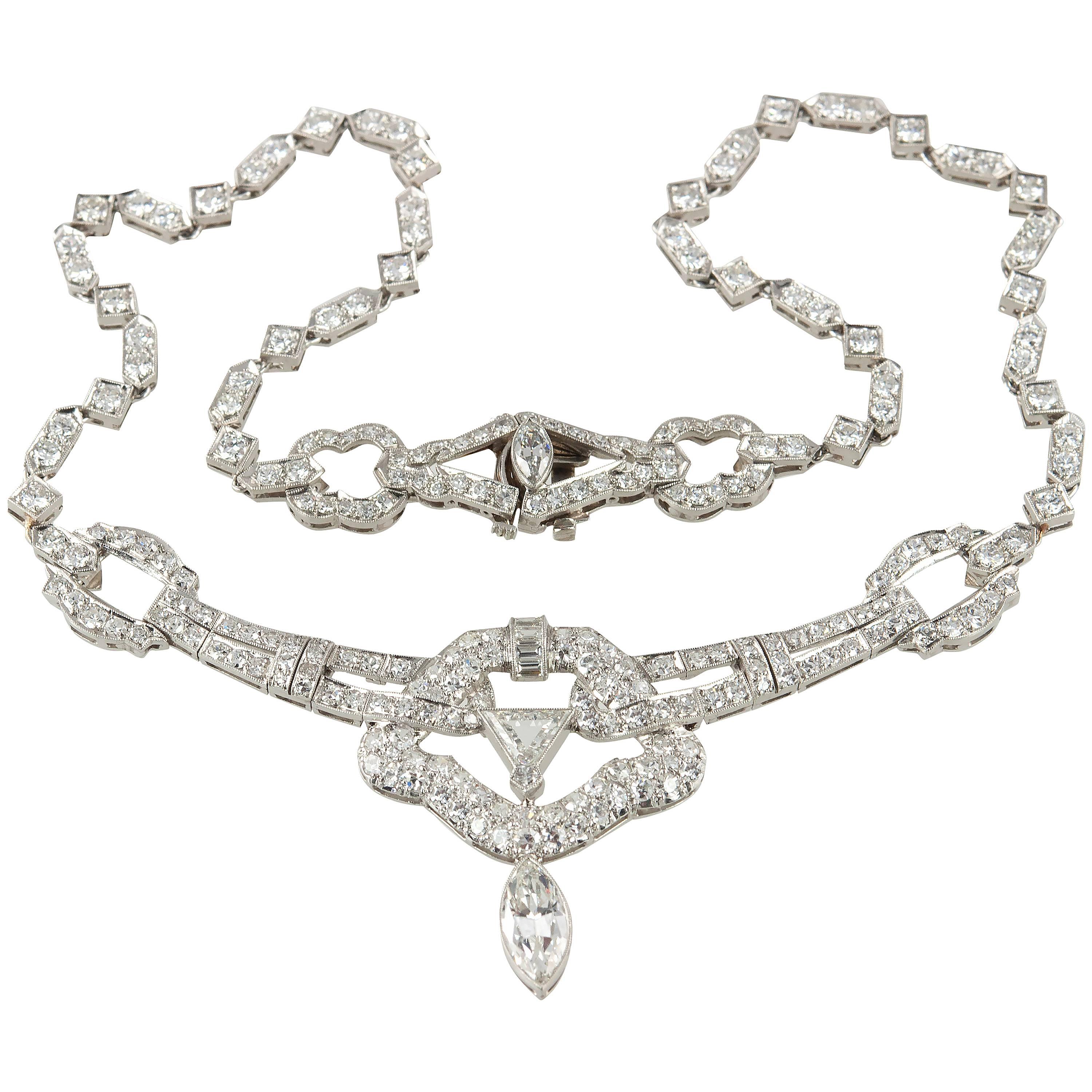 1930s Art Deco Diamond Platinum Choker Necklace