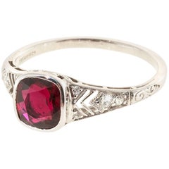Tiffany & Co. Ruby Diamond Platinum Engagement Ring 1