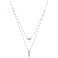 Luxle 0.45 CT. T.W Round & Baguette Diamond Layered Pendant Necklace in 14k Gold