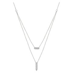 Luxle 0.42 CT. T.W Baguette Diamond Layered Pendant Necklace in 14k White Gold