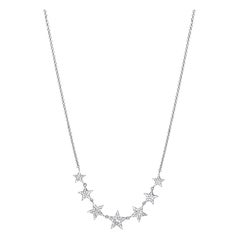 Luxle 0.44 CT. T.W Round Pave Diamond Star Frontal Necklace in 14k White Gold