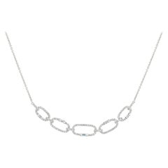Diamond Link Chain Necklace in 18k White Gold