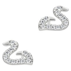 Luxle Diamond Open Space Swan Stud Earrings in 18k White Gold