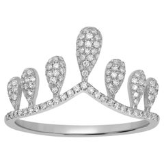 Luxle 0.41 Cts Pave Diamond Crown Ring in 18K White Gold