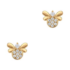 Diamond Bee Stud Earrings in 18k Yellow Gold