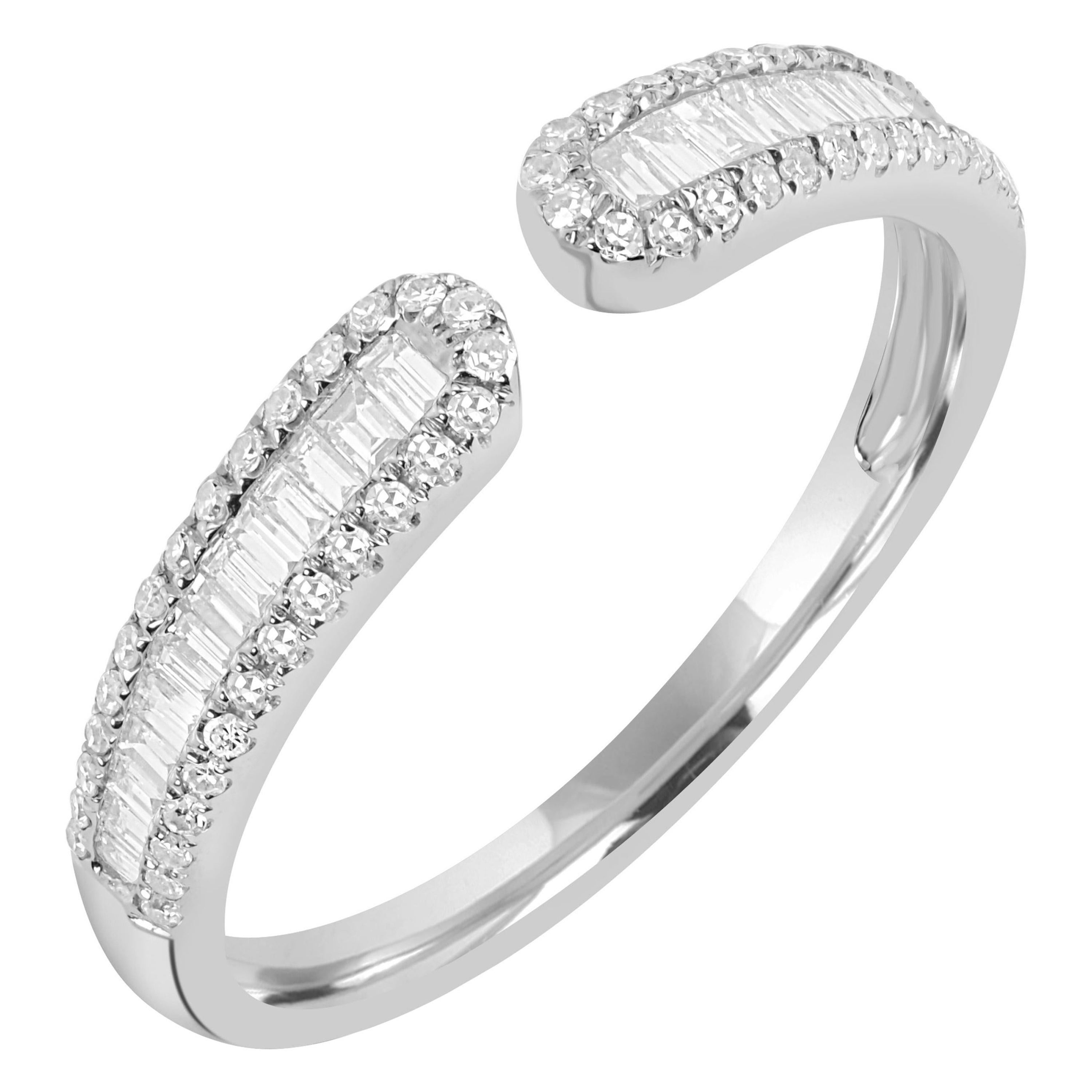 18ct White gold baguettes and round brilliant diamond ring main image 1