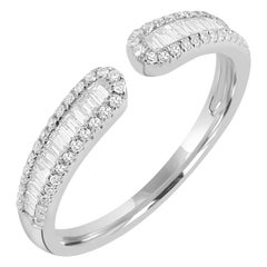 Luxle Baguette and Round Diamond Ring in 18k White Gold