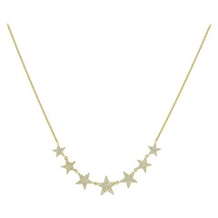 Luxle 0.39 CT. T.W Round Pave Diamond Star Frontal Necklace in 14k Yellow Gold