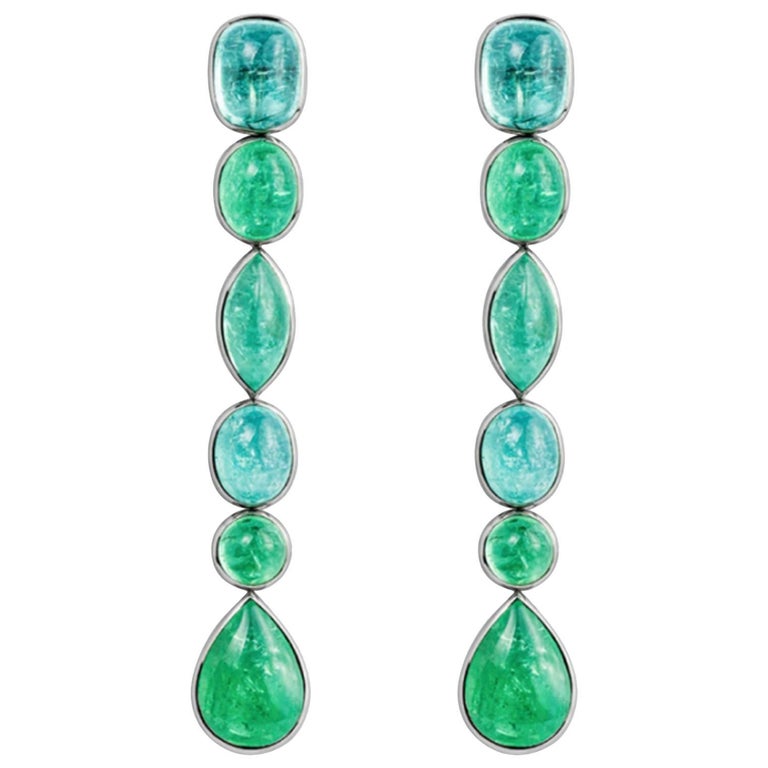 Colleen B. Rosenblat African Paraiba Tourmaline Gold Drop Earrings For ...